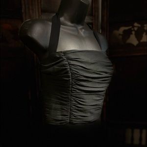 Maggy London classic black silk halter dress